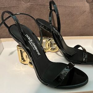Dolce & Gabbana Black Heels with Gold Accents
